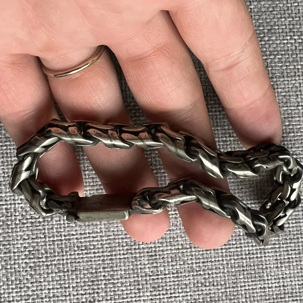 Vintage Sterling Silver Chain Bracelet 8.5in 66.6g Mexico
